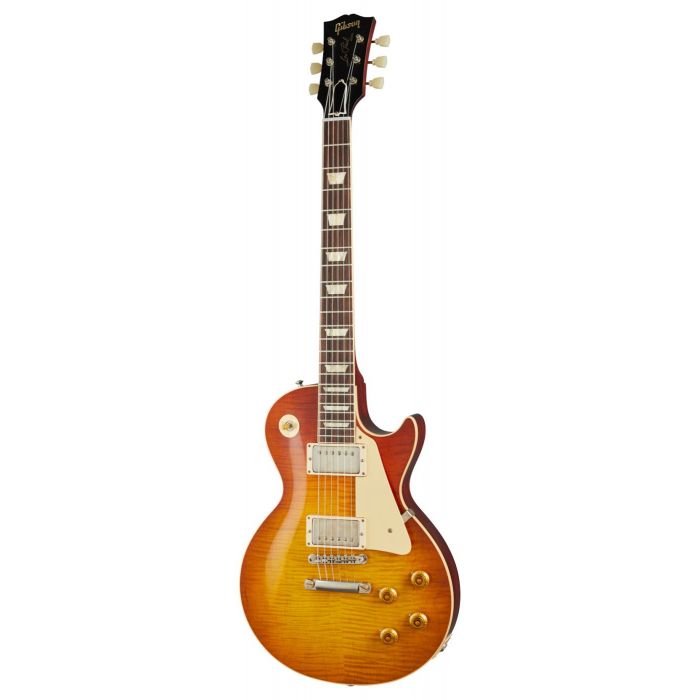 Full front view of a Gibson 60th Anniversary 1960 Les Paul Std V1 VOS with an Antiquity Burst finish