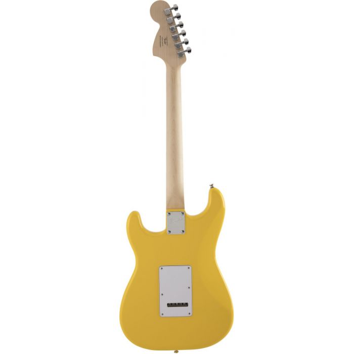 Full rear view of a Squier Affinity Series Stratocaster Graffiti Yellow