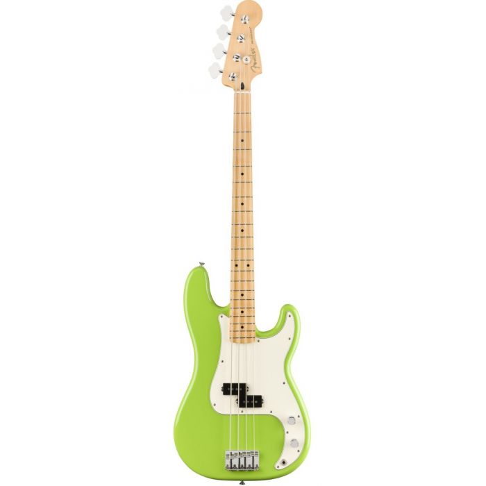 Full frontal view of a Fender Limited Edition Player Precision Bass Electron Green