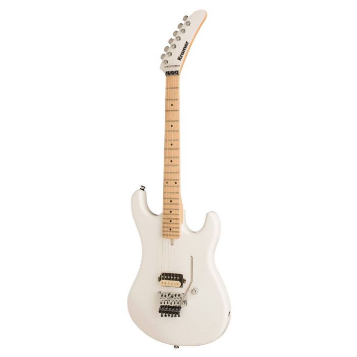 Full frontal view of a Kramer The 84 Alder Electric Guitar, Alpine White