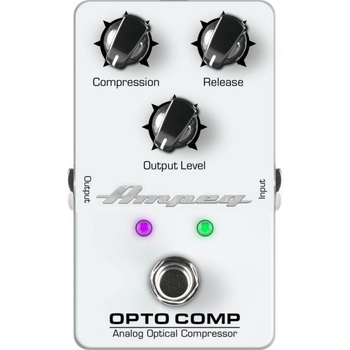Top-down view of an Ampeg Optocomp Bass Compressor pedal