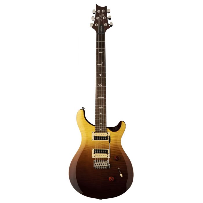 Full frontal view of a PRS Ltd Edition SE Custom 24 Amber Fade Flame electric guitar