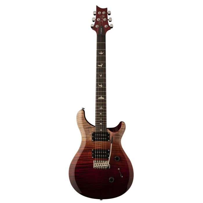 Full frontal view of a PRS Ltd Edition SE Custom 24, Charcoal Cherry Fade Flame electric guitar