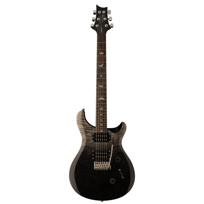 Full frontal view of a PRS Ltd Edition SE Custom 24, Charcoal Fade Flame electric guitar