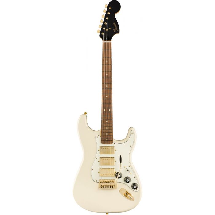Full frontal view of a Fender Limited Edition Mahogany Blacktop Strat 3H, Olympic White