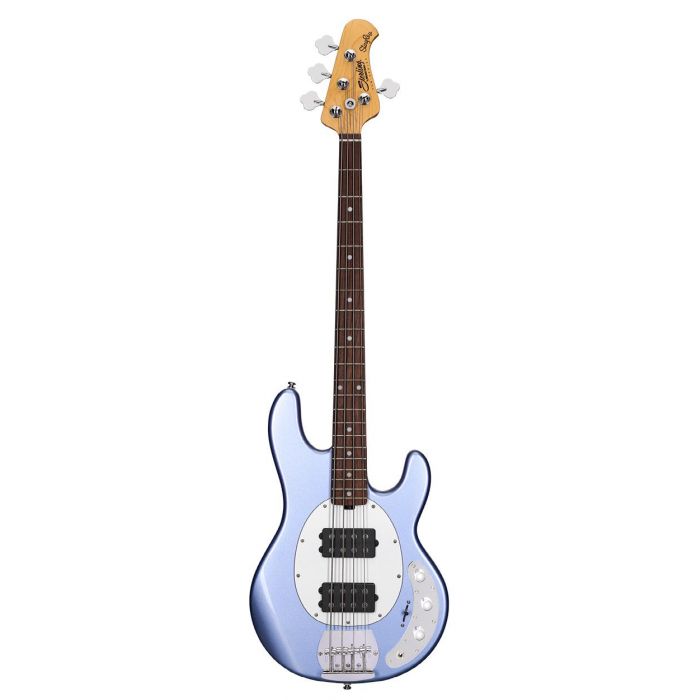 Full front view of a Sterling By Music Man SUB Series Ray4HH Bass, Lake Blue Metallic