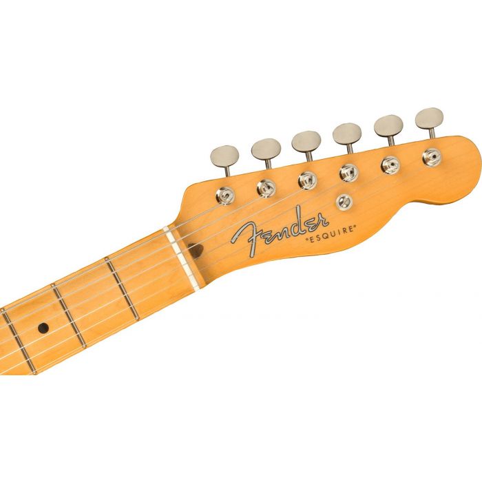 Front view of the headstock on a Fender 70th Anniversary Esquire, 2-Color Sunburst