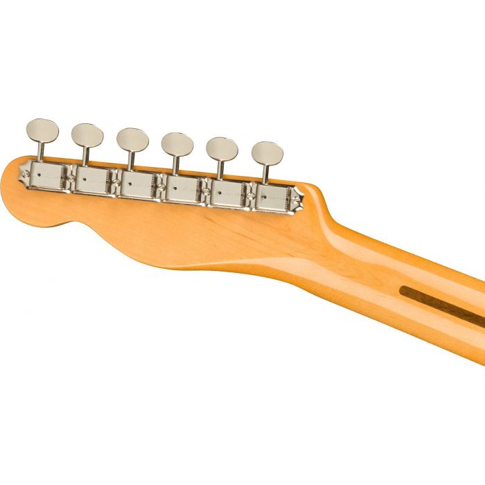 Detailed view of the tuning machines on a Fender 70th Anniversary Esquire, 2-Color Sunburst