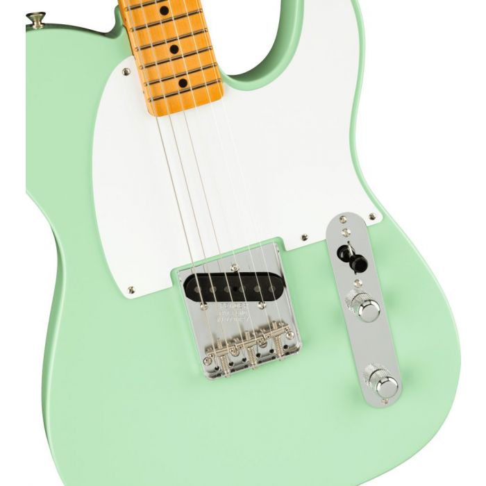 Body detail of Fender 70th Anniversary Esquire, Surf Green