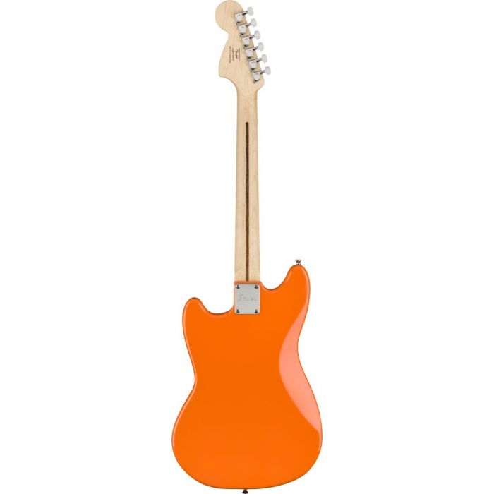 Back of Squier FSR Competition Mustang HH Competition Orange with Fiesta Red Stripes