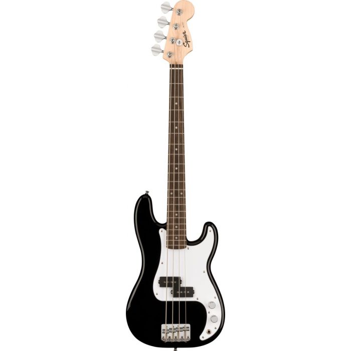 Full frontal view of a Squier Mini Precision Bass, Black