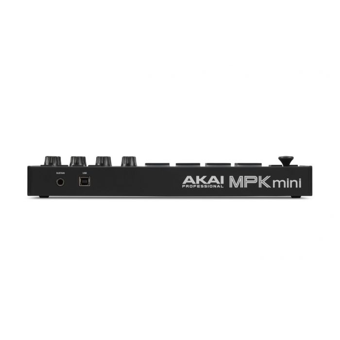 Rear view of an Akai MPK Mini 3 Black MIDI Keyboard