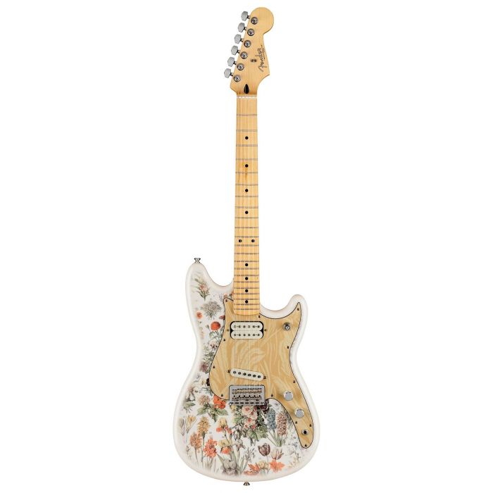 Full frontal view of a Fender Shawn Mendes Signature Musicmaster Floral