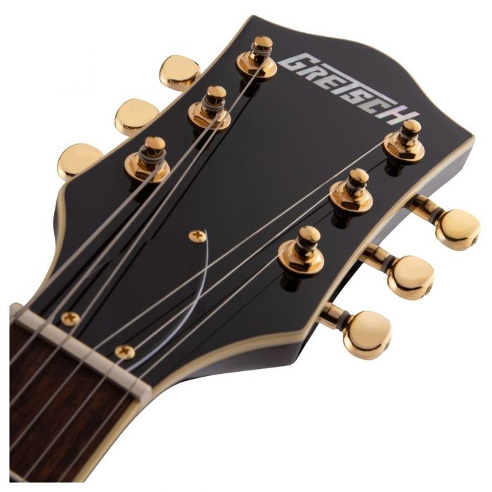 Gretsch G5655TG Electromatic Black Gold Headstock Front