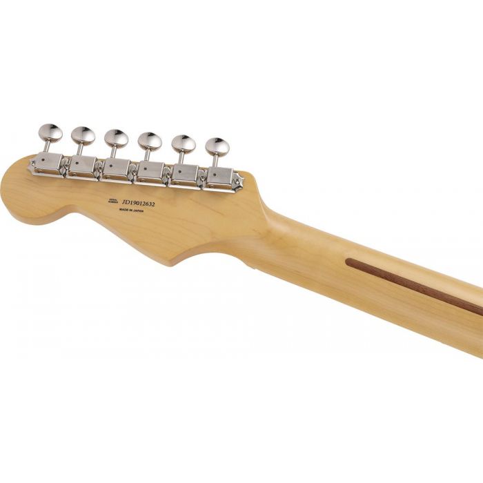 Rear view of the headstock on a Fender MIJ Limited Collection Stratocaster MN White Blonde