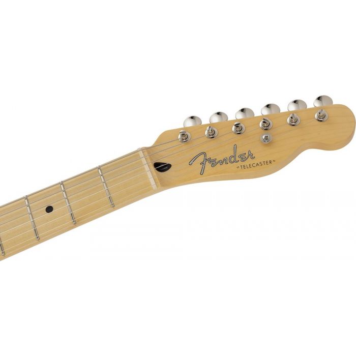 Front view of the headstock on a Fender MIJ Limited Collection Telecaster, Vintage Natural
