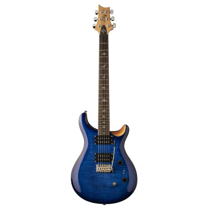 Full frontal view of a PRS 35th Anniversary SE Custom 24 Guitar in Faded Blue Burst