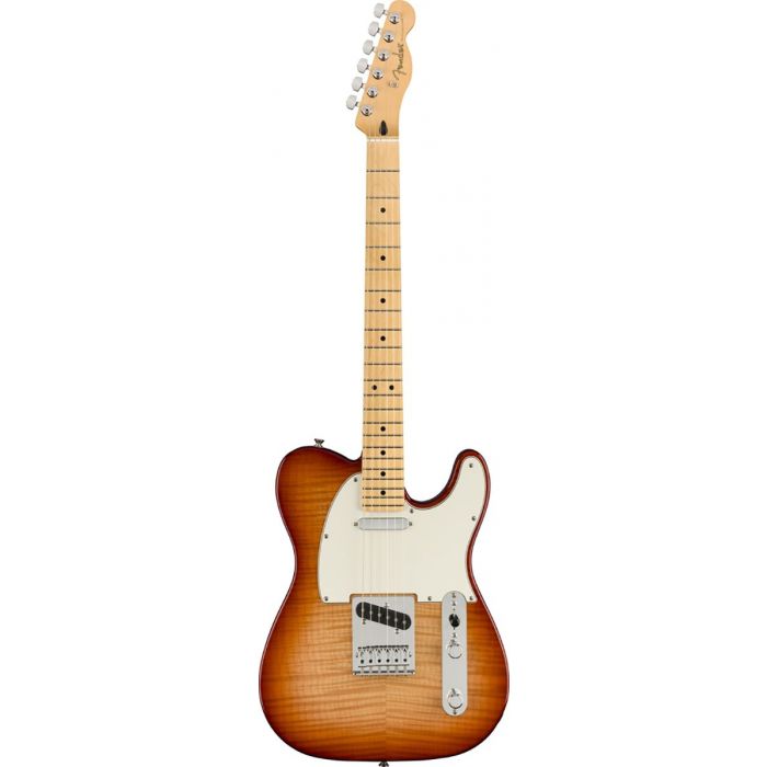 Full frontal view of a Fender Ltd Ed Player Series Plus Top Tele in Sienna Sunburst