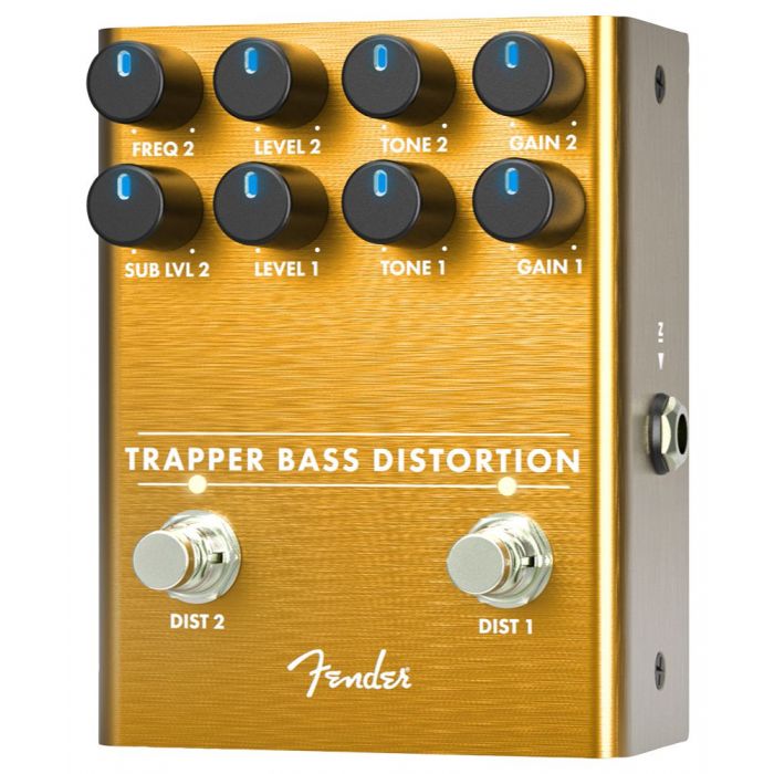 Front right-angled view of a Fender Trapper Bass Distortion Pedal