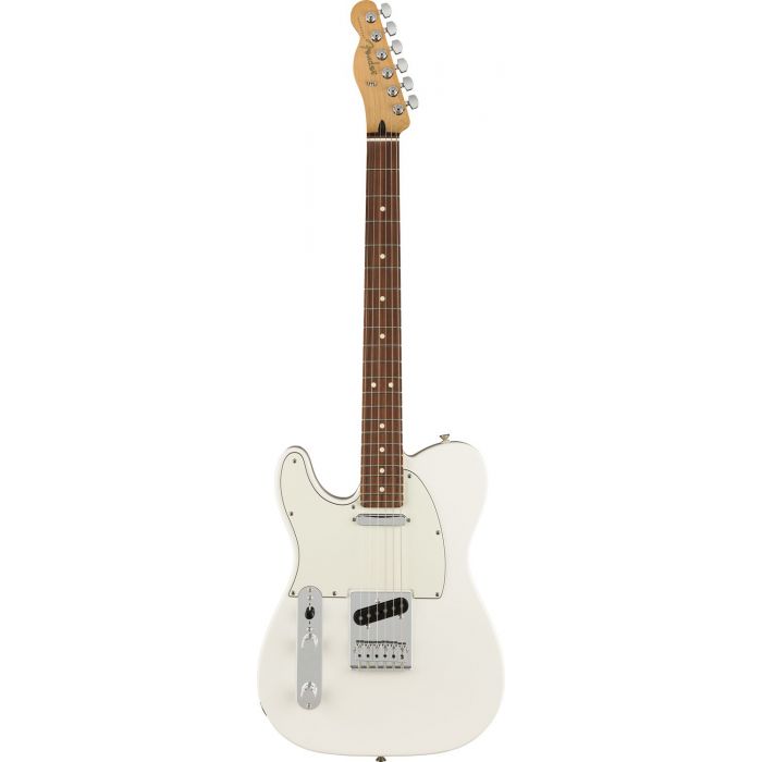 Full frontal view of a Fender Player Telecaster LH PF Polar White