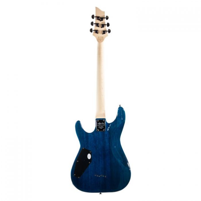Back of Schecter Omen Extreme-6 Ocean Blue Burst Electric Guitar