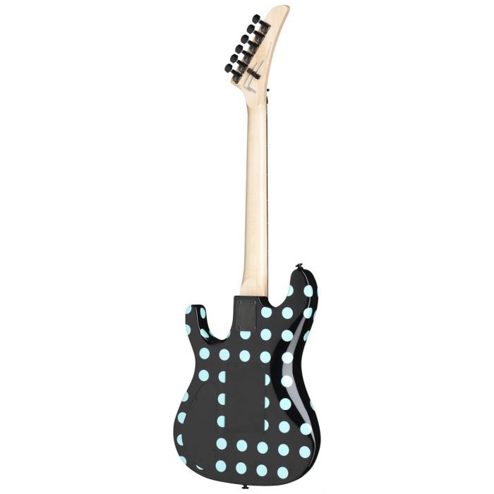 Full rear view of a Kramer Nightswan Electric Guitar, Black w Blue Dots