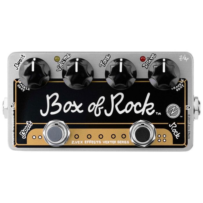 Top-down view of a ZVex Vexter Box Of Rock Overdrive Pedal