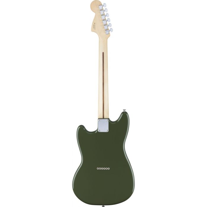 Full rear view of a Fender Player Series Mustang Electric Guitar, MN, Olive Green