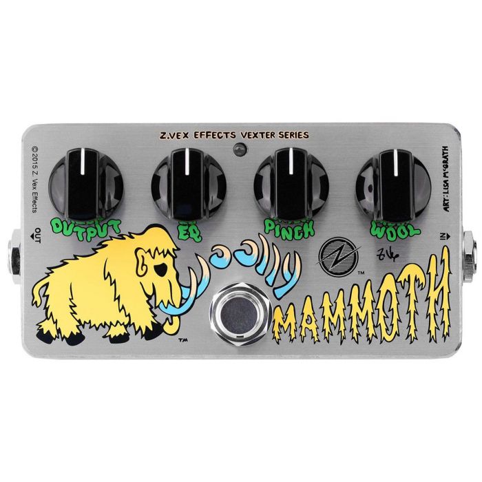 Top-down view of a ZVex Vexter Woolly Mammoth Fuzz Pedal