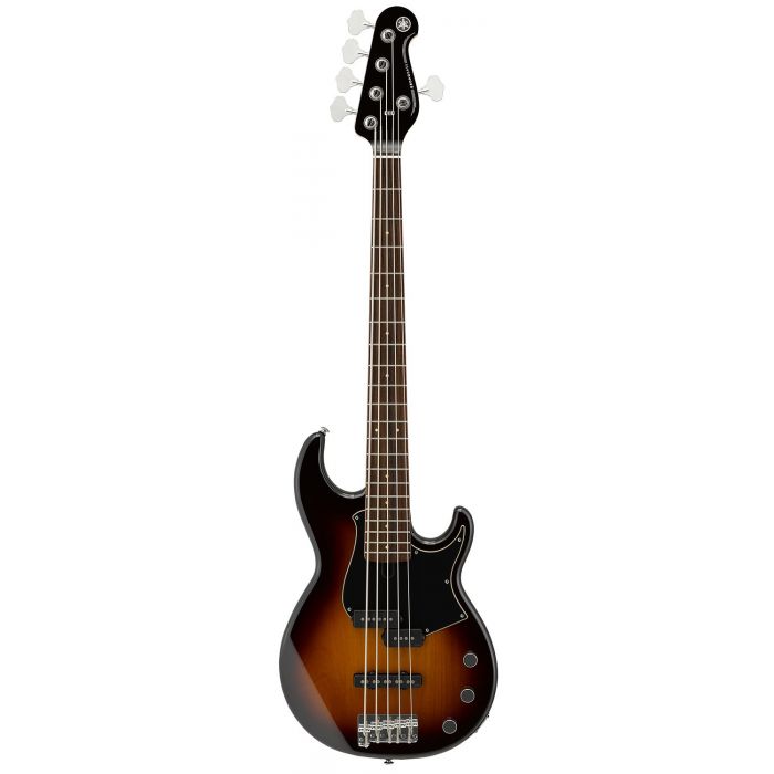 Full frontal view of a Yamaha BB435 5-String Bass, Tobacco Brown Sunburst