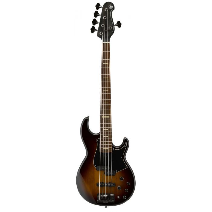 Full frontal view of a Yamaha BB 735A 5-String Bass, Dark Coffee Sunburst