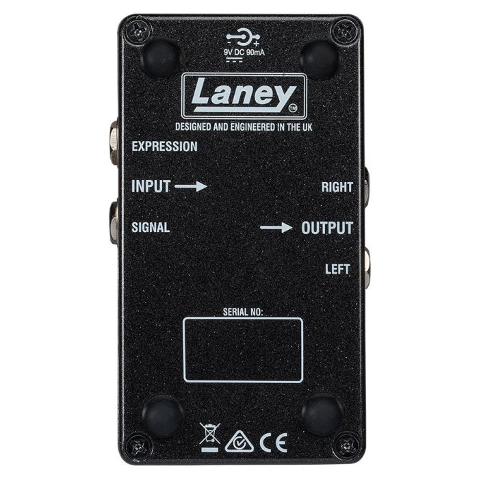 Rear panel view of a Laney Black Country Customs Secret Path Reverb Pedal