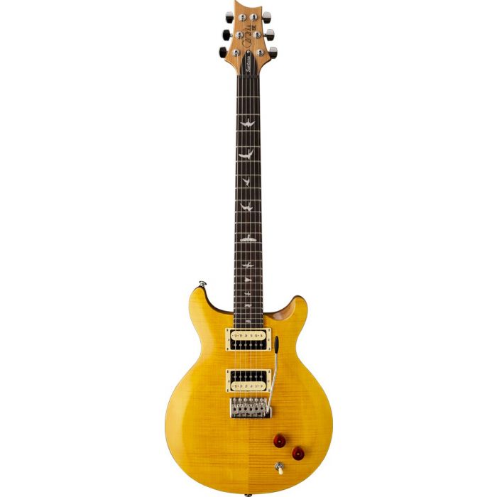 Front view of a PRS SE Santana Electric Guitar in Santana Yellow