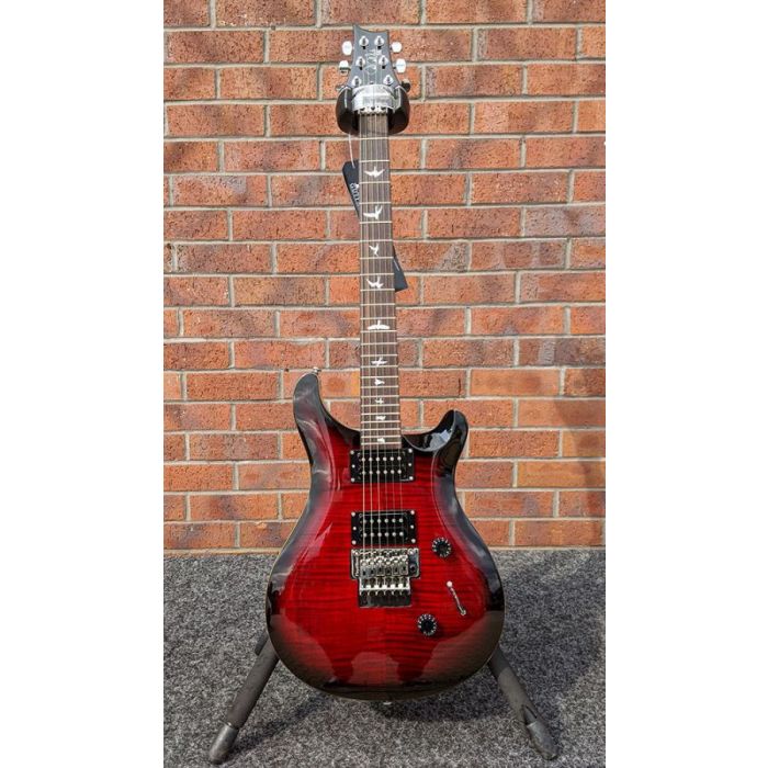 Full frontal view of the B Stock PRS SE Custom 24 Floyd Electric Guitar in Fire Red