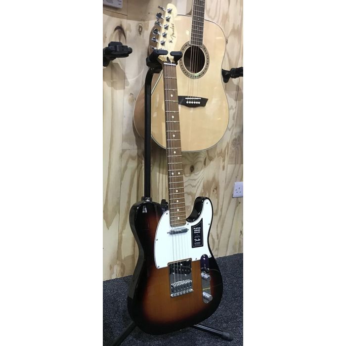 Front right angled view of a B-Stock Fender Player Telecaster PF 3-Color Sunburst