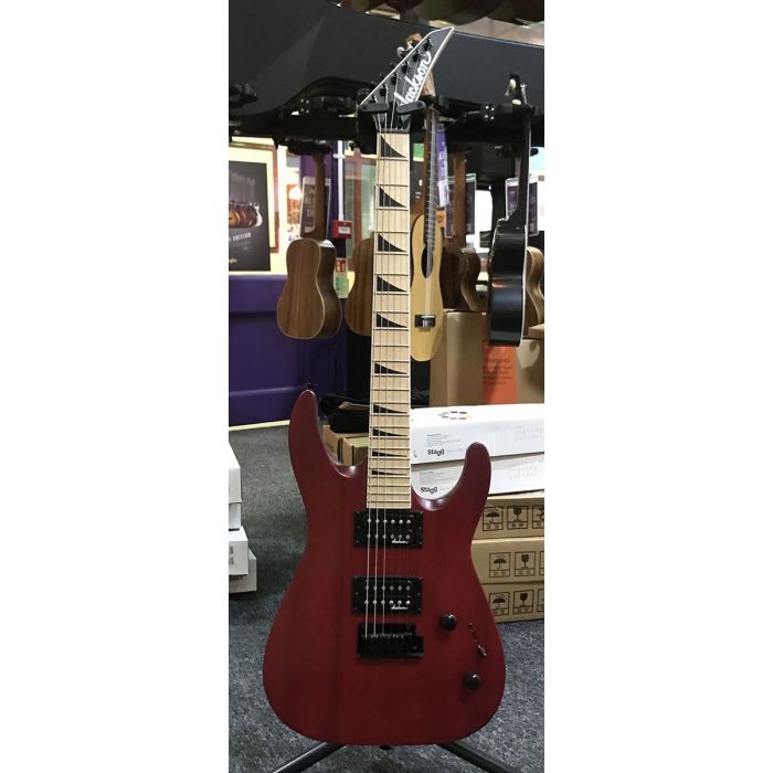 Full front view of a B Stock Jackson JS Series Dinky Arch Top Guitar, Red Stain