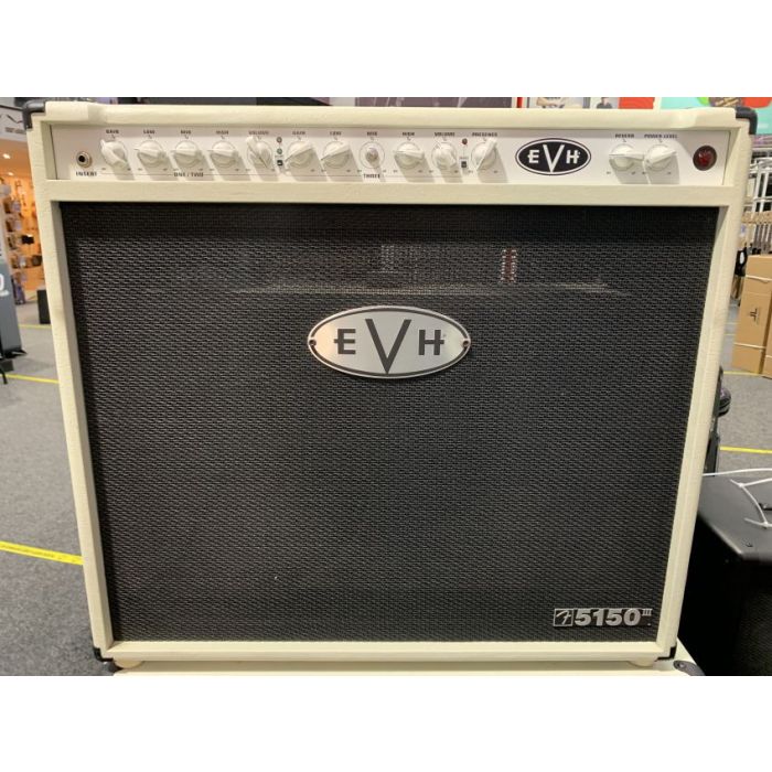 Full frontal view of a Pre-Loved EVH 5150 MKIII Ivory 2x12 Combo Amp