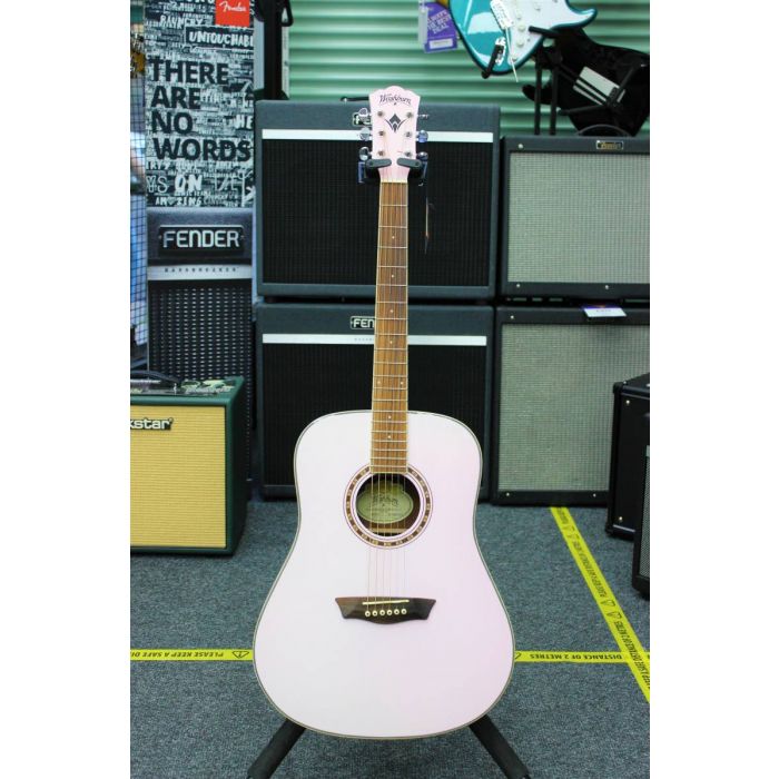B-Stock Washburn WD7S Pink Dreadnought Acoustic Guitar