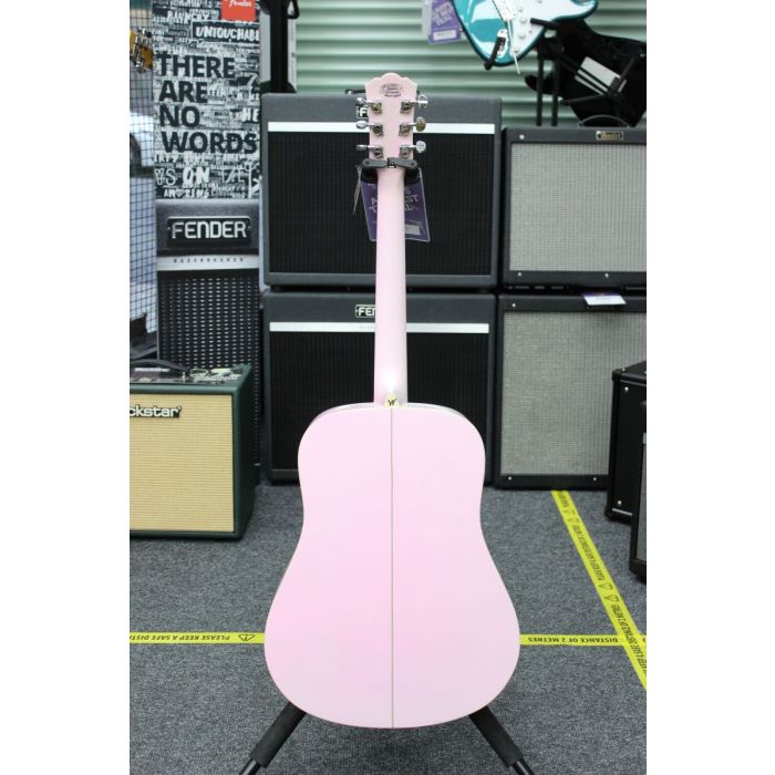 Back of B-Stock Washburn WD7S Pink Dreadnought Acoustic Guitar