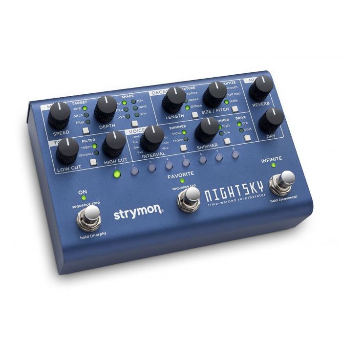 Top angled view of a Strymon NightSky Reverb Workstation