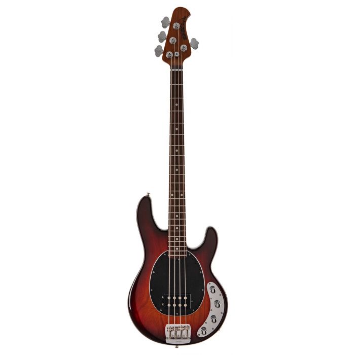 Full frontal view of a Music Man Stingray Special Electric Bass, in Burnt Amber