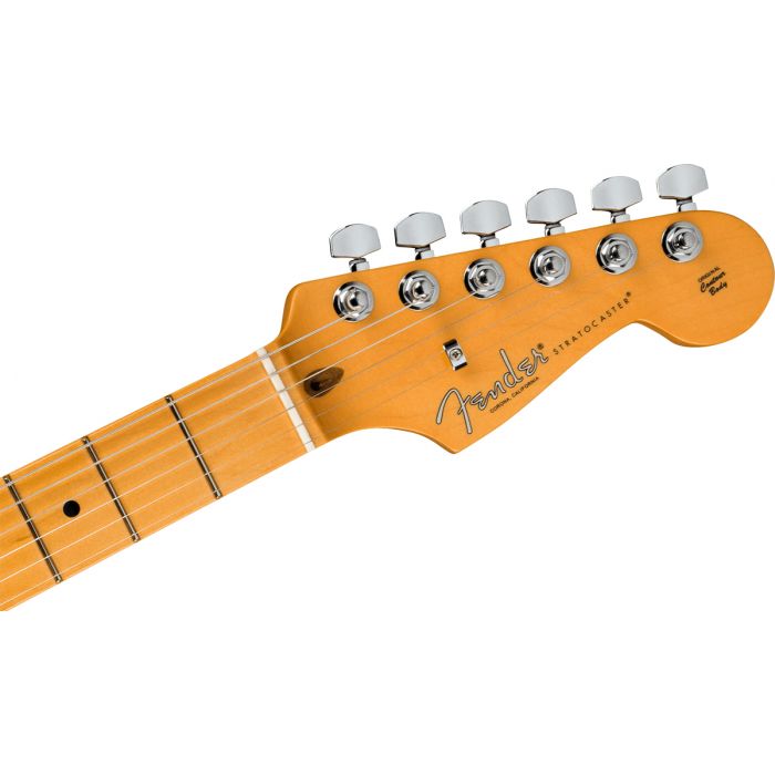 Front view of the headstock on a Fender American Professional II Stratocaster MN, Black