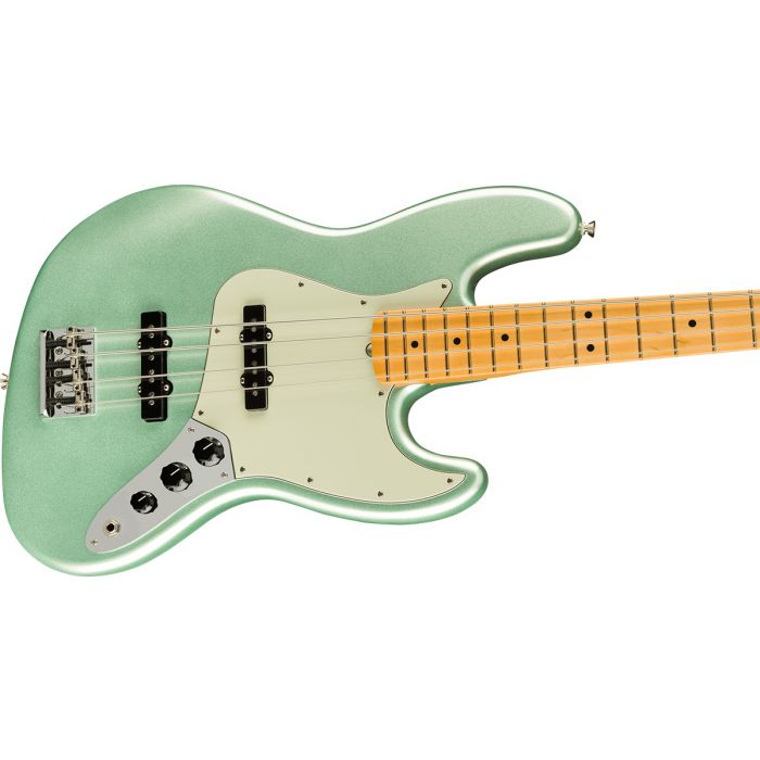 Fender American Professional II Jazz Bass Mystic Surf Green Body and Neck Detail