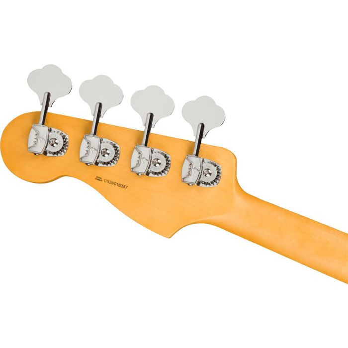 Rear view of the headstock on a Fender American Professional II Precision RW, Bass Mercury