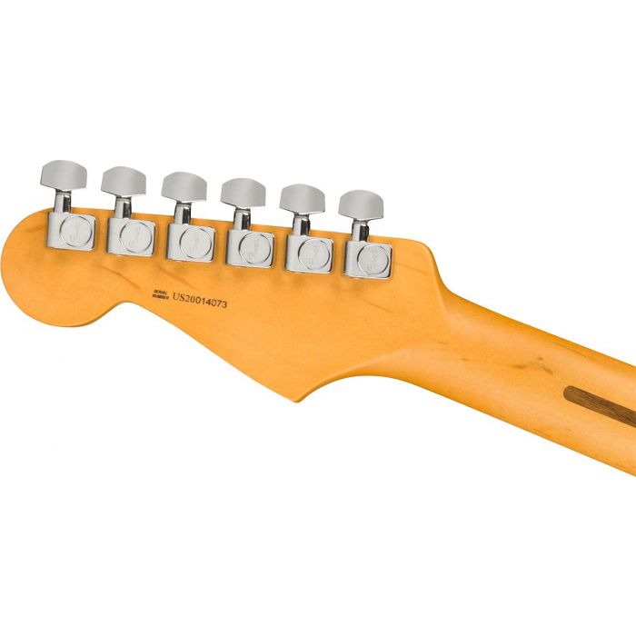 Rear view of the headstock on a Fender American Professional II Stratocaster RW, 3-Color Sunburst