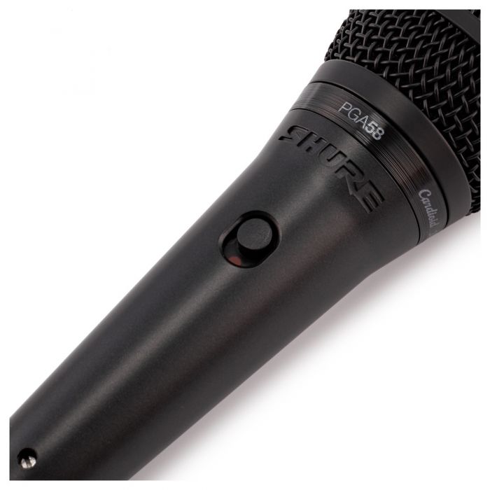 Shure PGA58 Vocal Microphone with XLR Cable Angled View