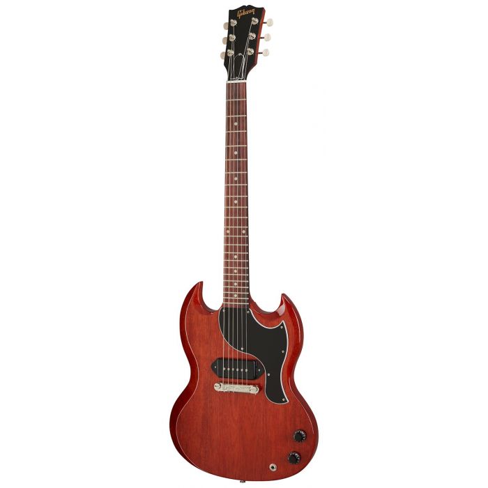 Full frontal view of a Gibson SG Junior Electric Guitar, Vintage Cherry