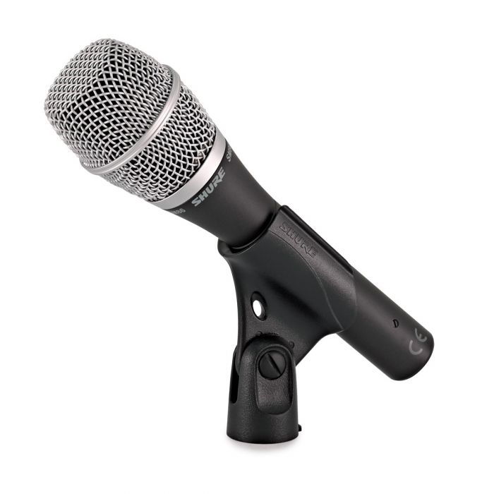 Shure SM86 Condenser Vocal Microphone in clip side view
