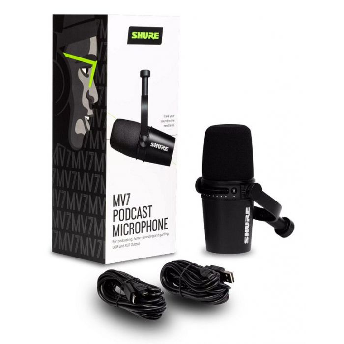 Shure MV7 Podcast Microphone Black with Accessories