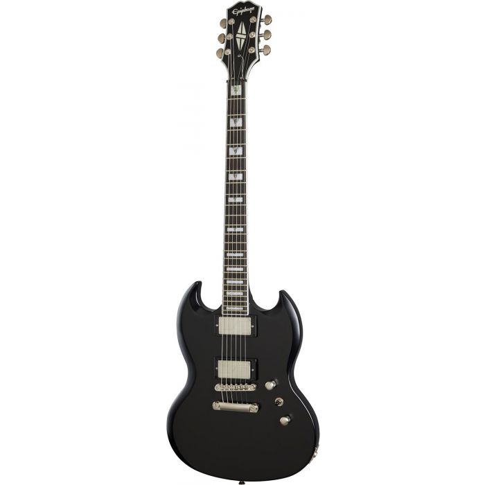 Front view of an Epiphone SG Prophecy Black Aged Gloss